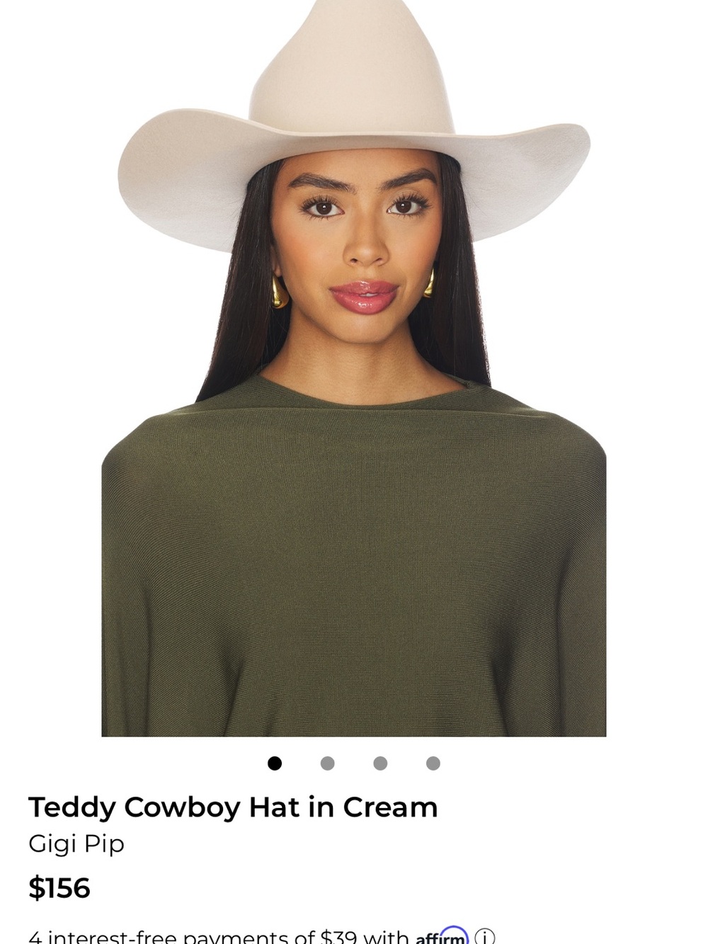 GIGI PIP Cream Teddy Cowboy Hat